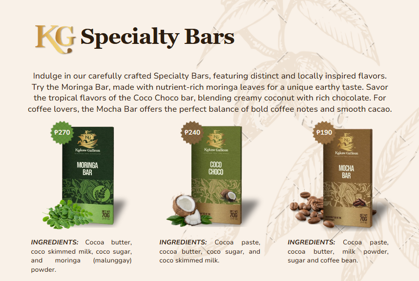 Heritage Collection — product menu with prices